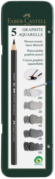 Faber-Castell FC-117805 Aquarellstifte, Faber-Castell Graphitstifte-Etui mit 5 Stück