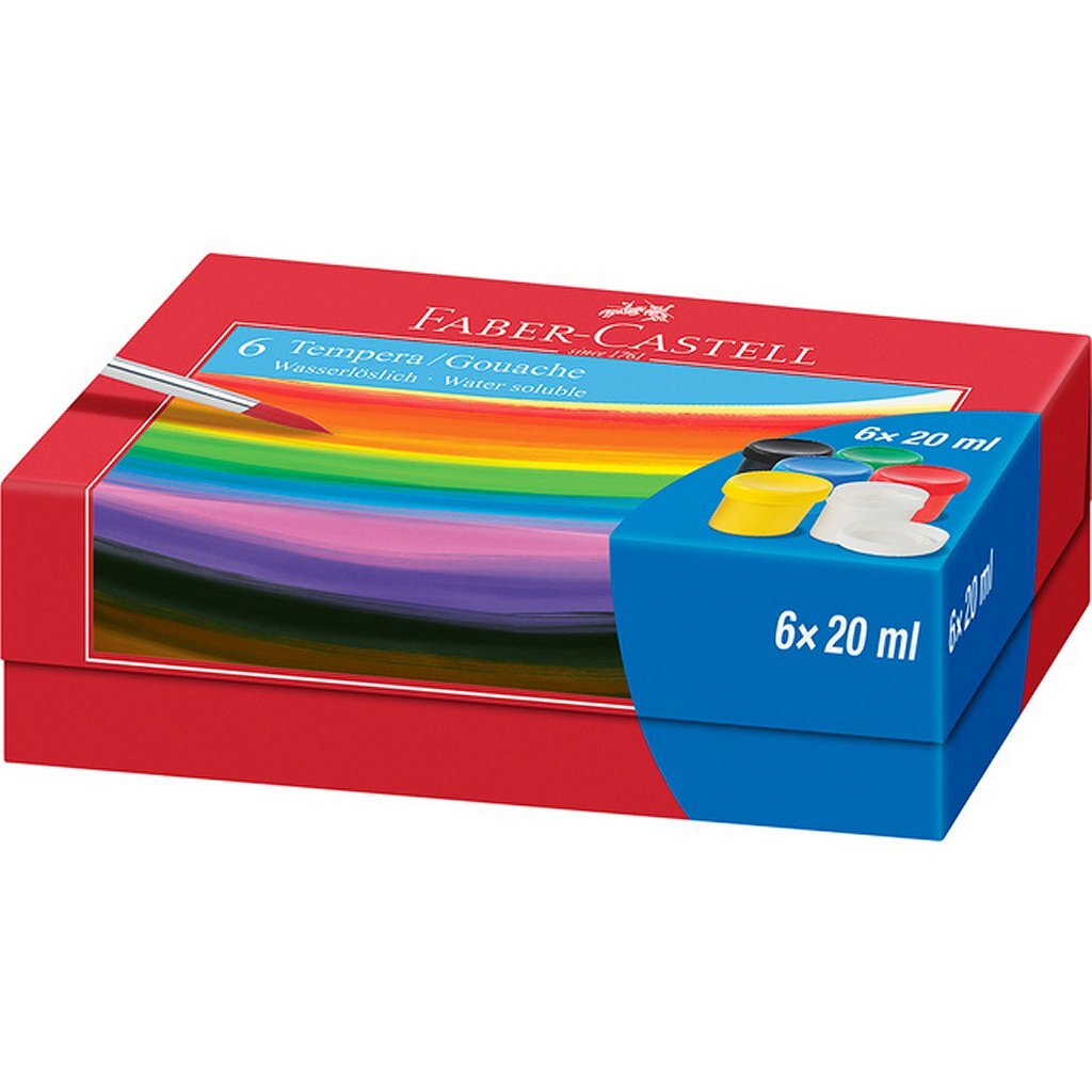 Faber-Castell FC-121040 Tempera-Gouachefarbe, 6 Farben