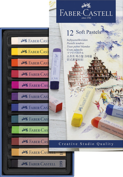 Faber-Castell FC-128312 Pastellkreide Kreativstudio Softpastell 12-teiliges Set