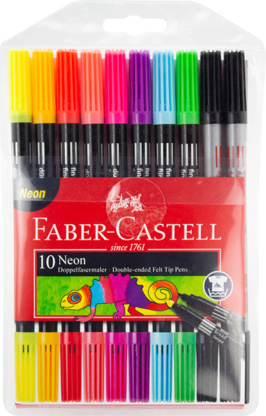 Faber-Castell FC-151109 Filzstifte Duo Neonfarben im Etui, 10 Stück