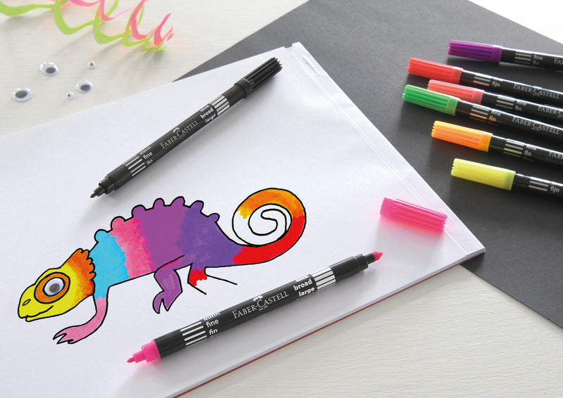 Faber-Castell FC-151109 Filzstifte Duo Neonfarben im Etui, 10 Stück
