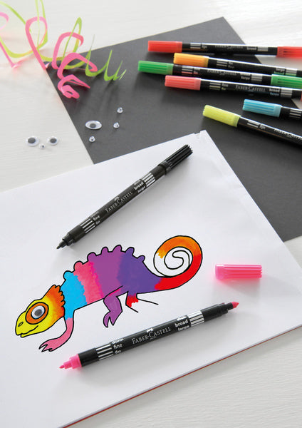 Faber-Castell FC-151109 Filzstifte Duo Neonfarben im Etui, 10 Stück