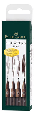 Faber-castell faber castell fc-167101 tekenstift pitt artist pen 4-delig etui donker sepia