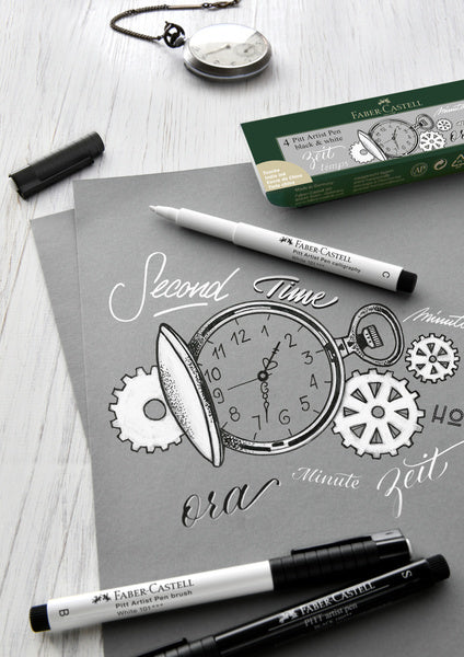 Faber-Castell FC-167151 Faber-Castell Zeichenstift-Set Pitt Künstlerstift Schwarz und Weiß
