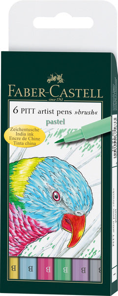 Faber-Castell FC-167163 Zeichenstift, Faber-Castell Pitt Künstlerstift, Pinselset, 6-teiliger Pastellstift