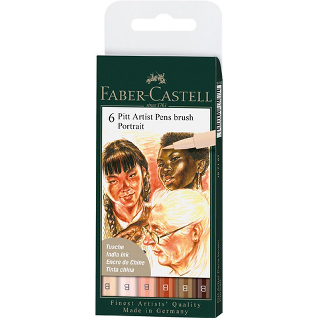 Faber-Castell FC-167167 Pitt Künstlerstifte Pinsel Portrait 6 Stück