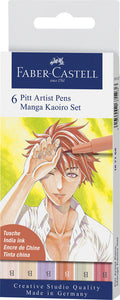 Faber-Castell FC-167168 Zeichenstift, Faber-Castell Pitt Künstlerstift, Manga 6-teiliges Federmäppchen, Kaoiro