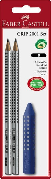 Faber-Castell FC-185297 Bleistiftgriff 2001, 2 Stück mit Radiergummi