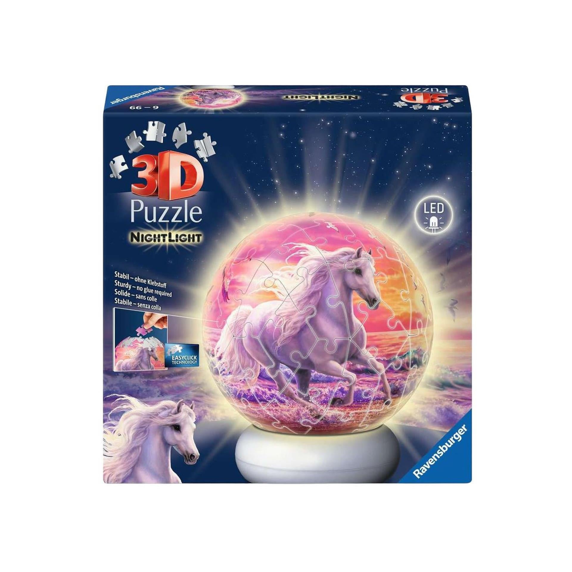 Ravensburger 3d puzzel nachtlamp paarden op het strand - 73st.