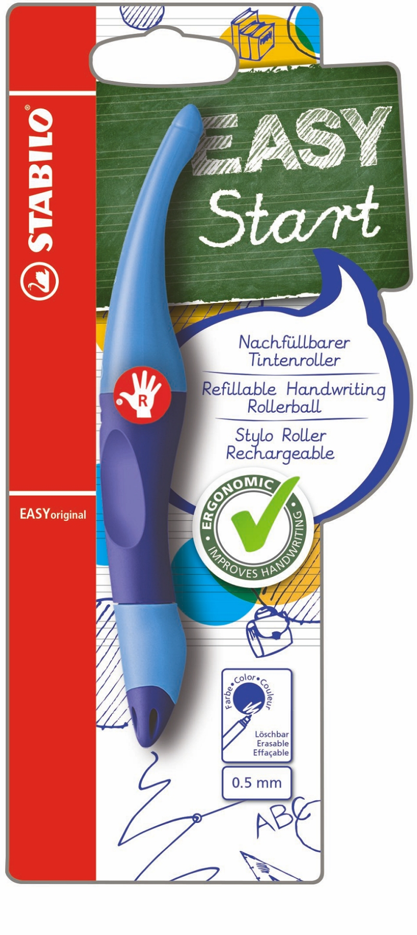 Stabilo easyoriginal – ergonomischer Rollerball – Rechtshänder – blau
