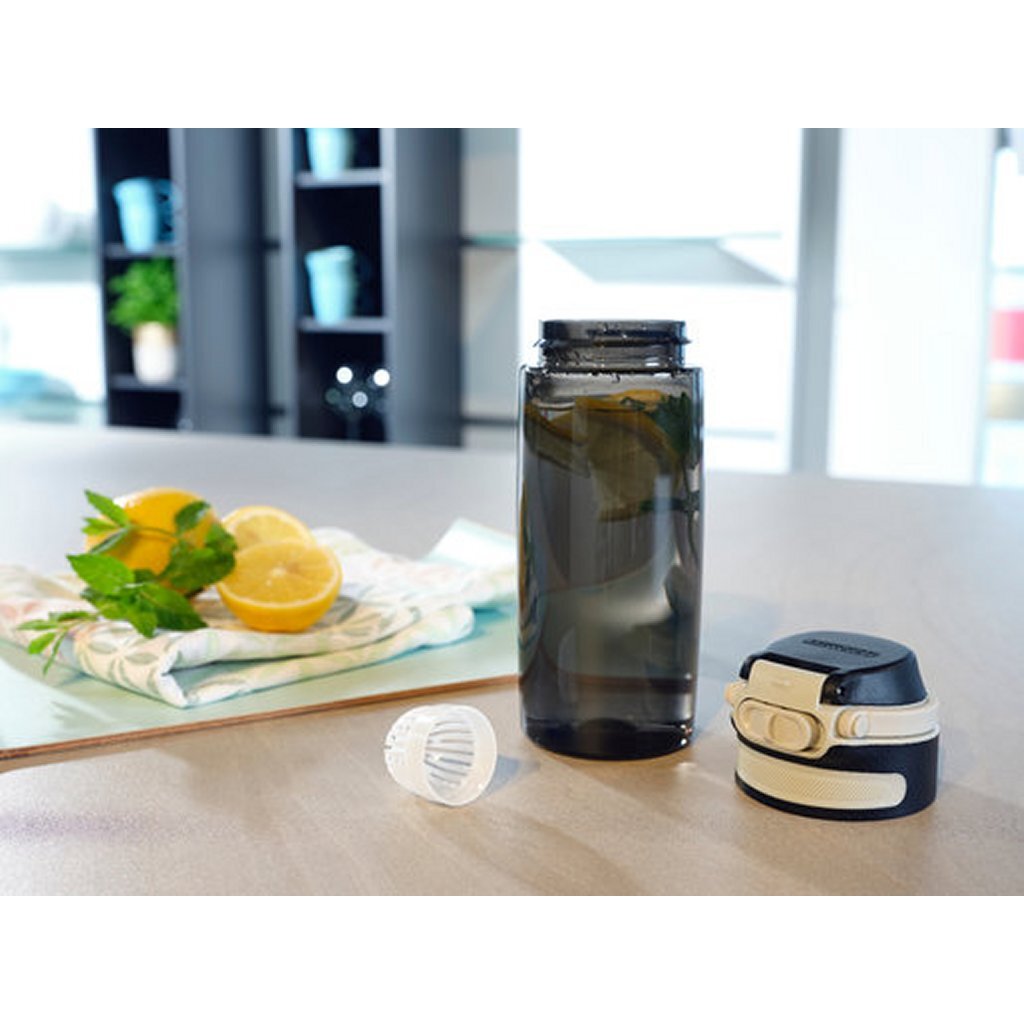 Leifheit 3261 Flip-Trinkflasche aus Tritan, 550 ml, schwarz