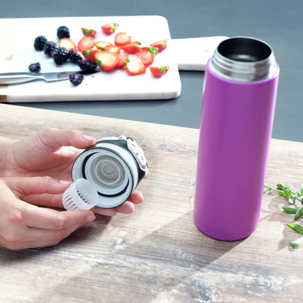 Leifheit thermosfles flip 600 ml paars