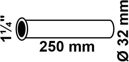 Kirchhoff dompelbuis, chroom, 1 1 4 x 32 x 250 mm, voor sifon - 98848118