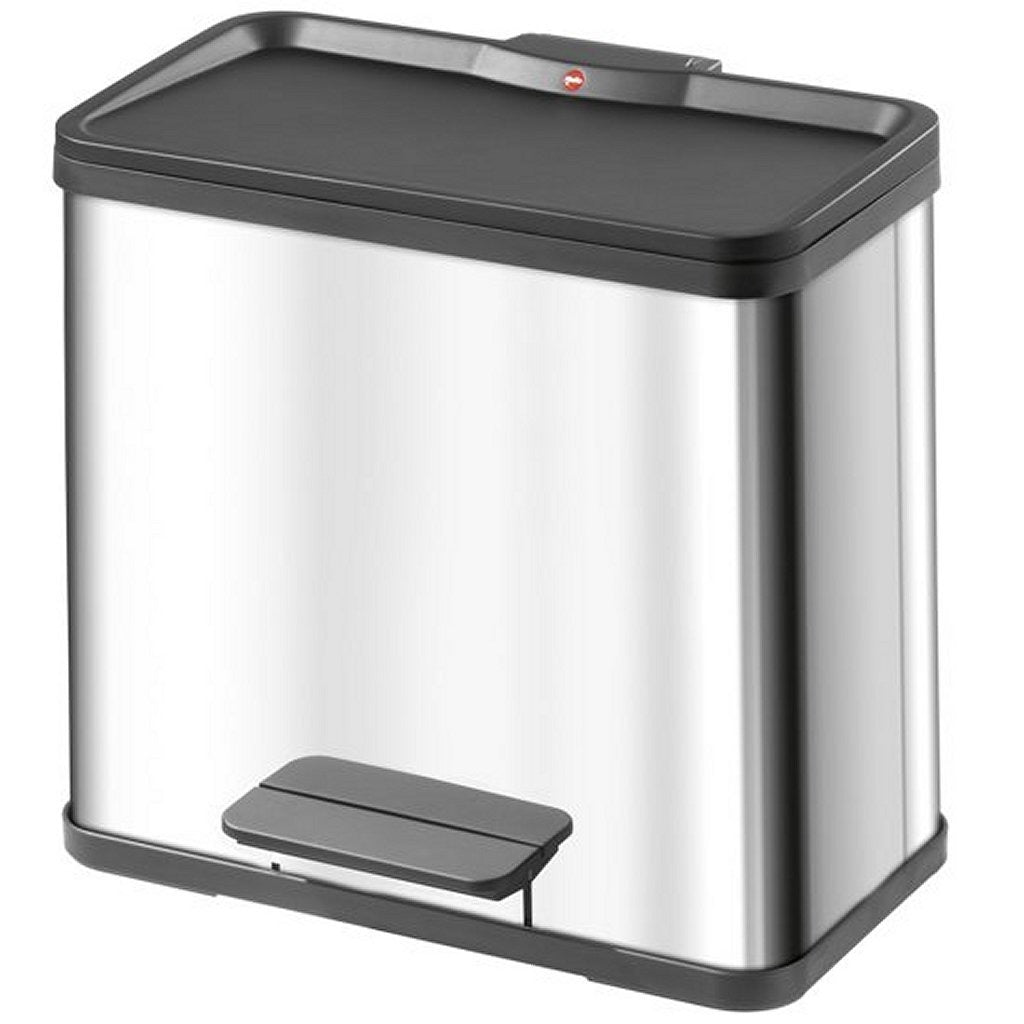 Prullenbak hailo 17 + 9 l zilver, zwart