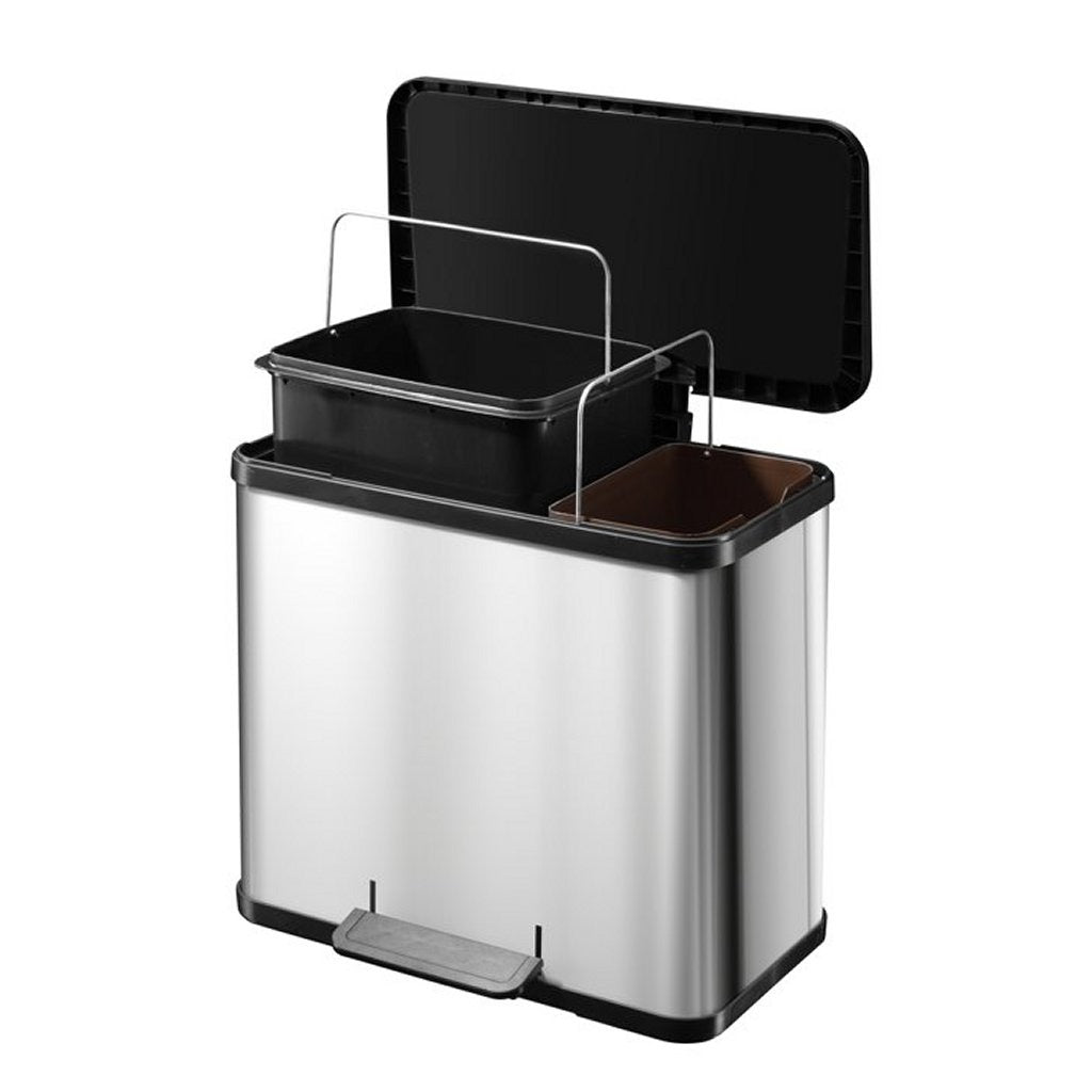 Prullenbak hailo 17 + 9 l zilver, zwart