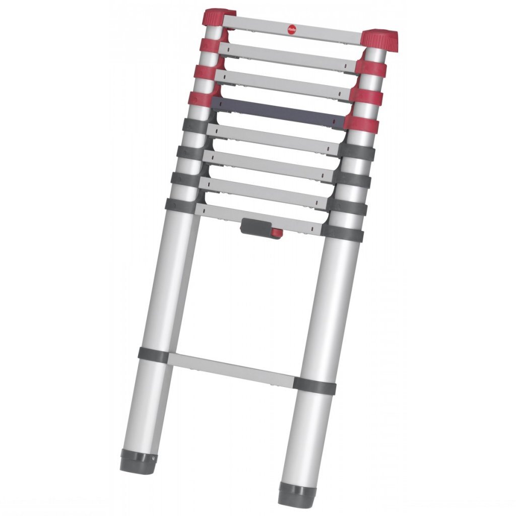 Hailo t80 aluminium telescoopladder 13 treden + stabilisatiebalk 111-380 cm