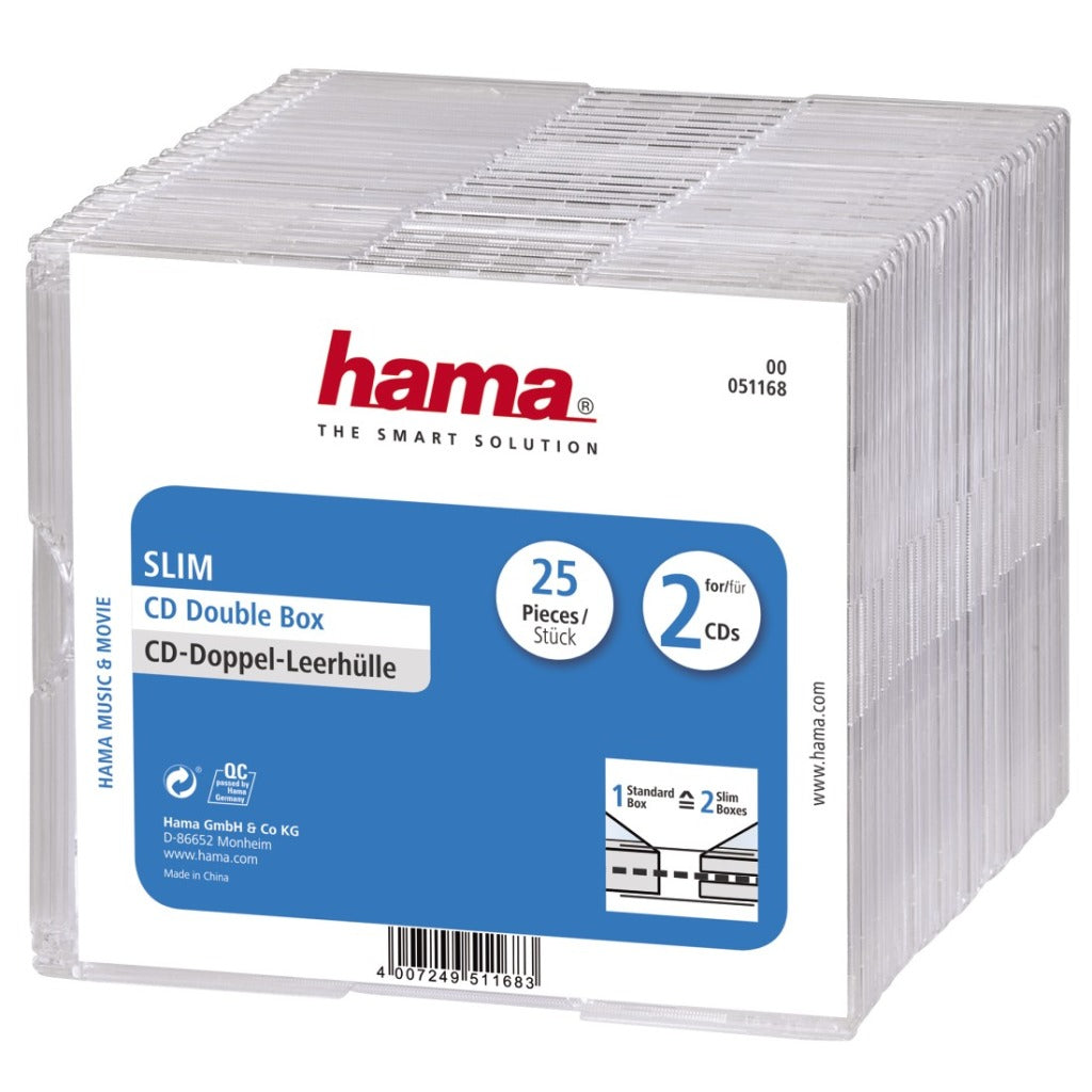 Hama CD Slim Doppel-Jewelcase 25er-Packung