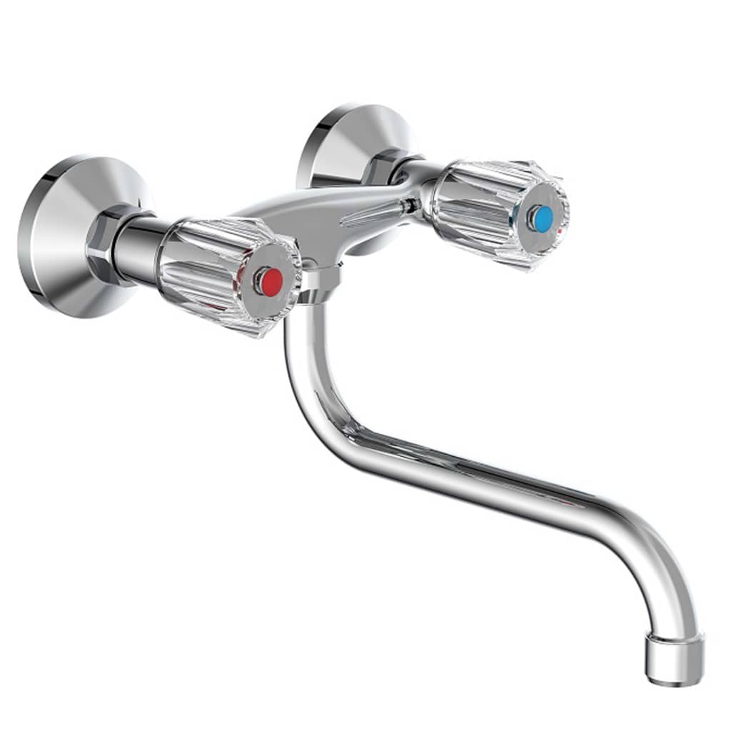 Schutte brillant tweegreepskraan keuken | wandmontage | chroom 57600