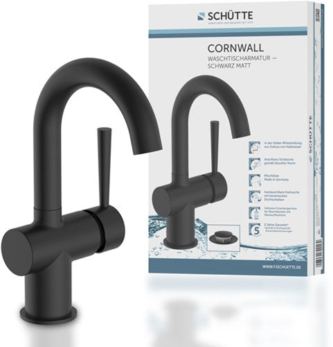 SCHÜTTE Waschtischarmatur mit seitlichem Griff Cornwall matt schwarz