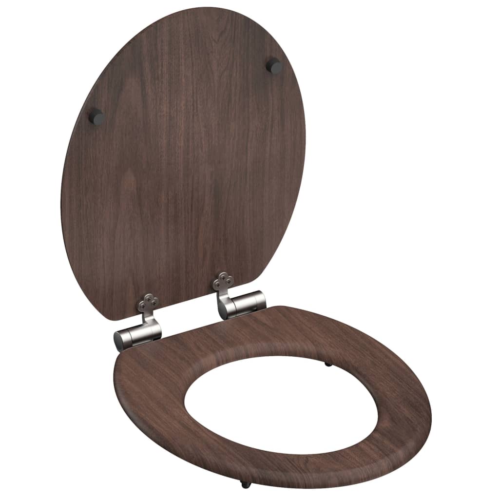 SCHÜTTE WC-Sitz mit Absenkautomatik, dunkles MDF-Holz