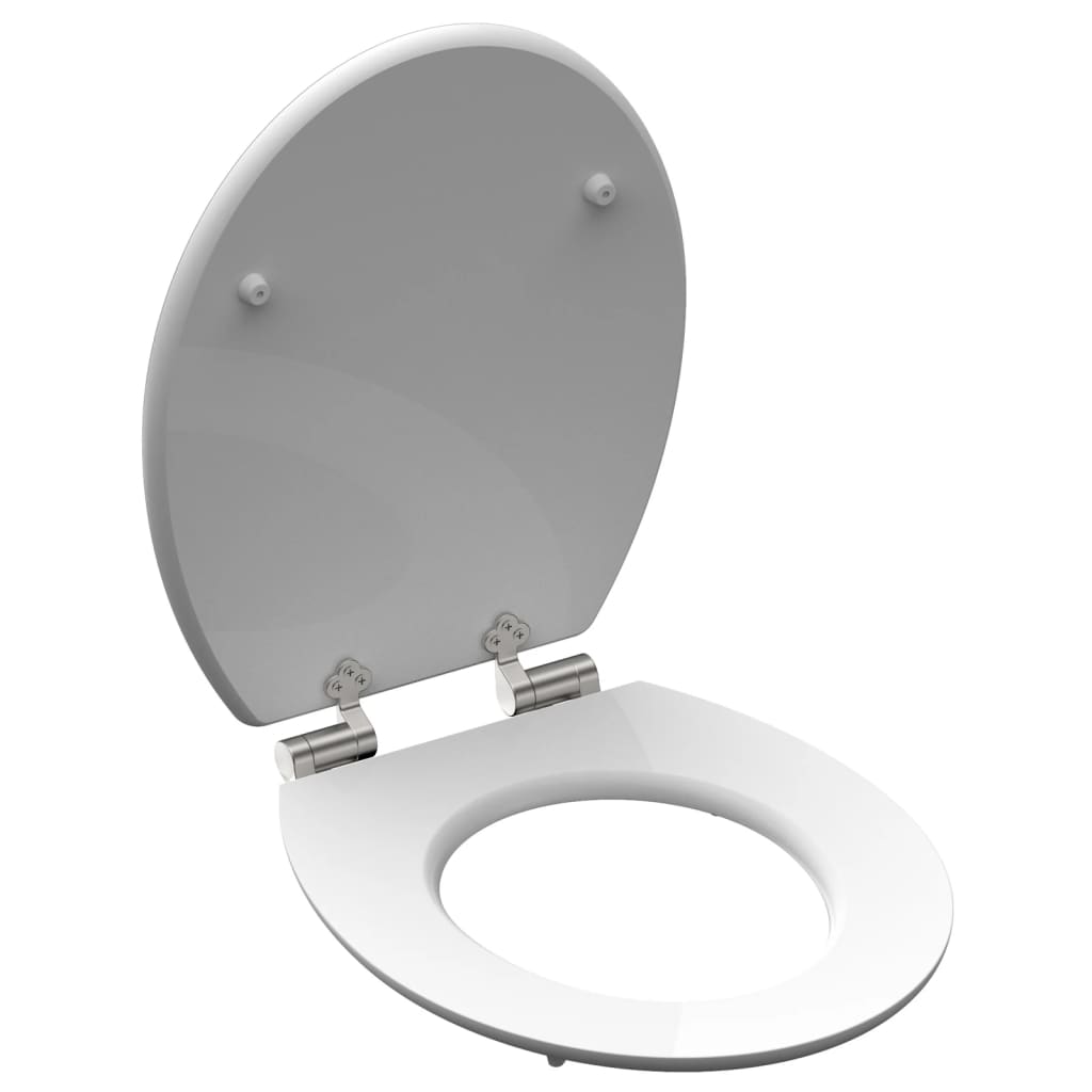 SCHÜTTE WC-Sitz mit Absenkautomatik, grauer Stahl, MDF, hochglänzend