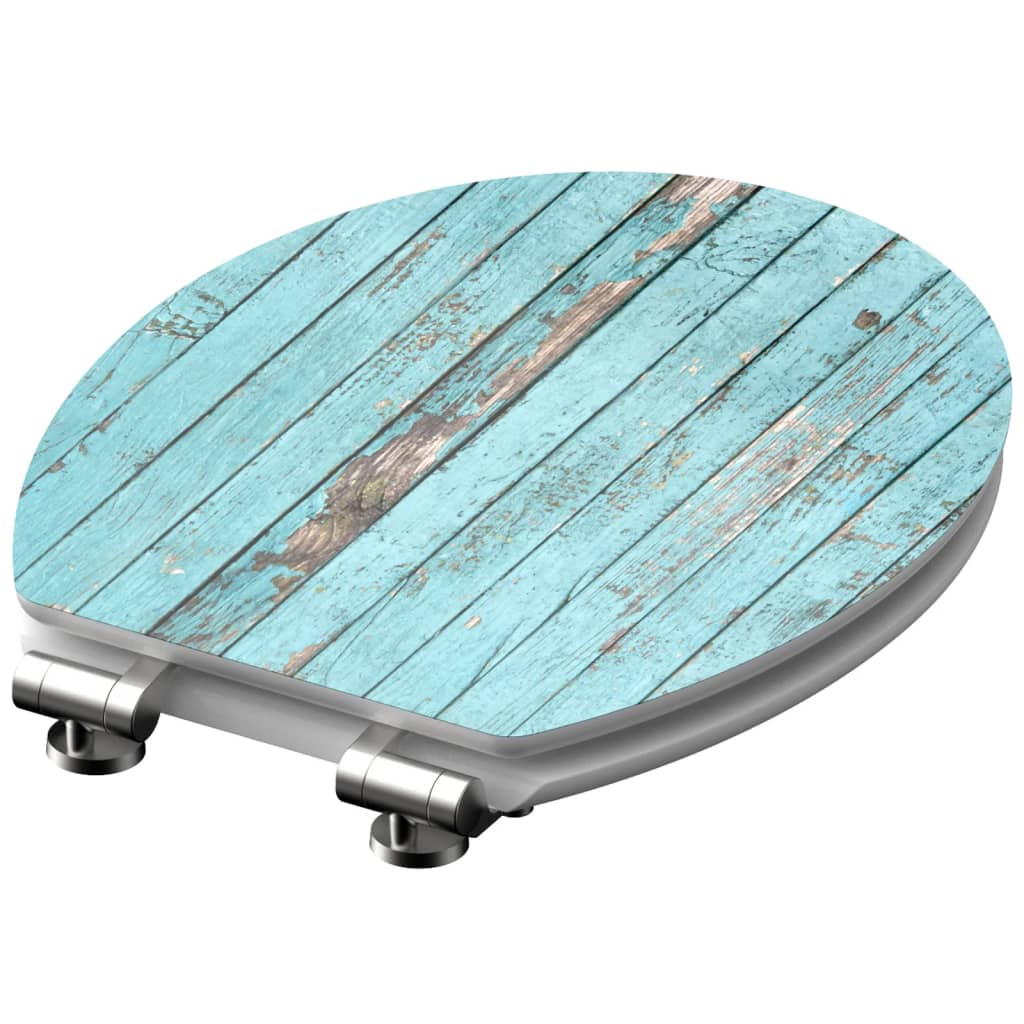 SCHÜTTE WC-Sitz mit Absenkautomatik, blau, Holz, MDF, Hochglanz