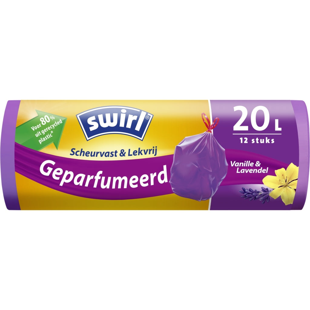 Swirl? swirl pedaalemmerzak met trekband geparfumeerd vanille-lavendel 20l 12 stuks