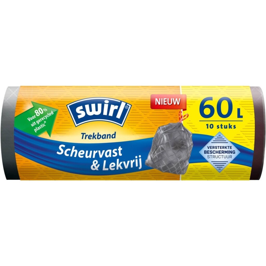 Müllsäcke mit Kordelzug, 60 l, 10 Stück, grau