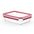 Emsa n1041100 clip and close glazen vershoudbewaarbakje 2l 11.8x6.9 cm 19.7x8 cm rood