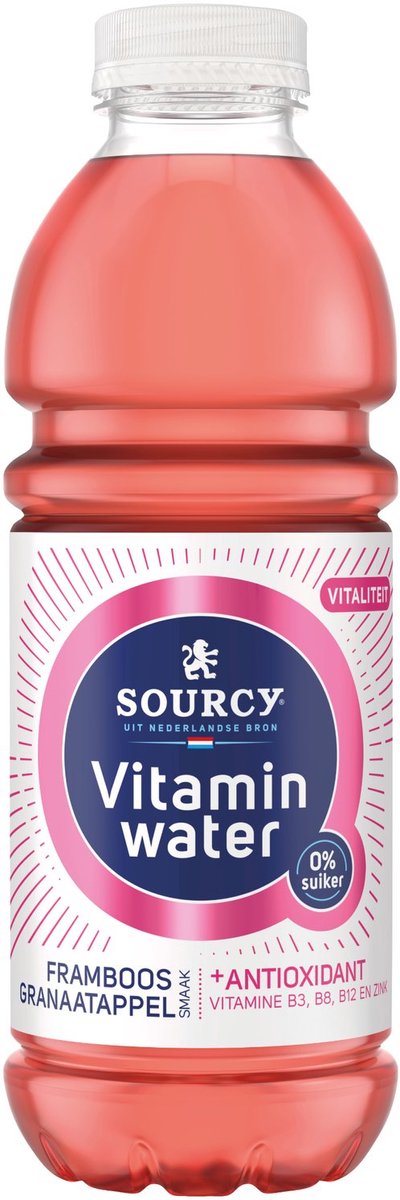 Sourcy vitaminwater - framboos granaatappel 6x1l - voordeelverpakking
