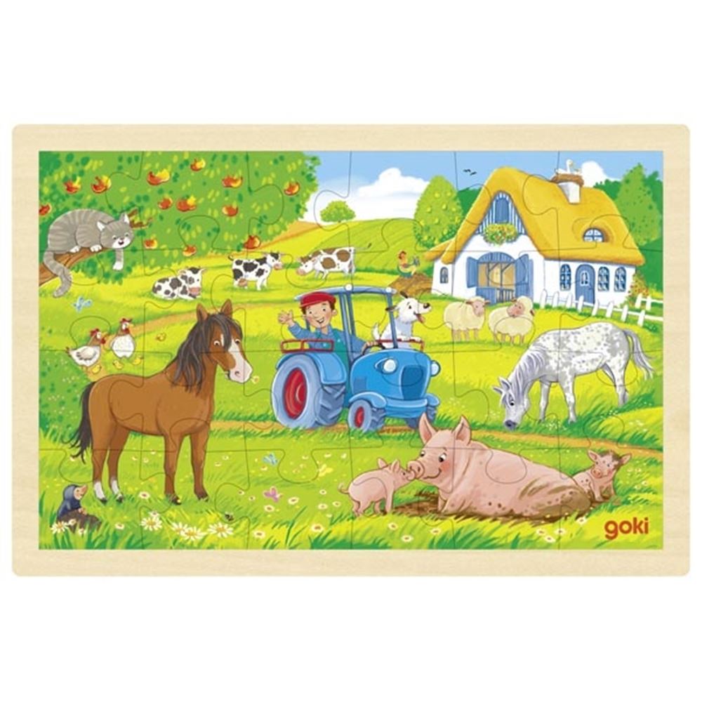 Goki Holzpuzzle Bauernhof, 24 Teile.