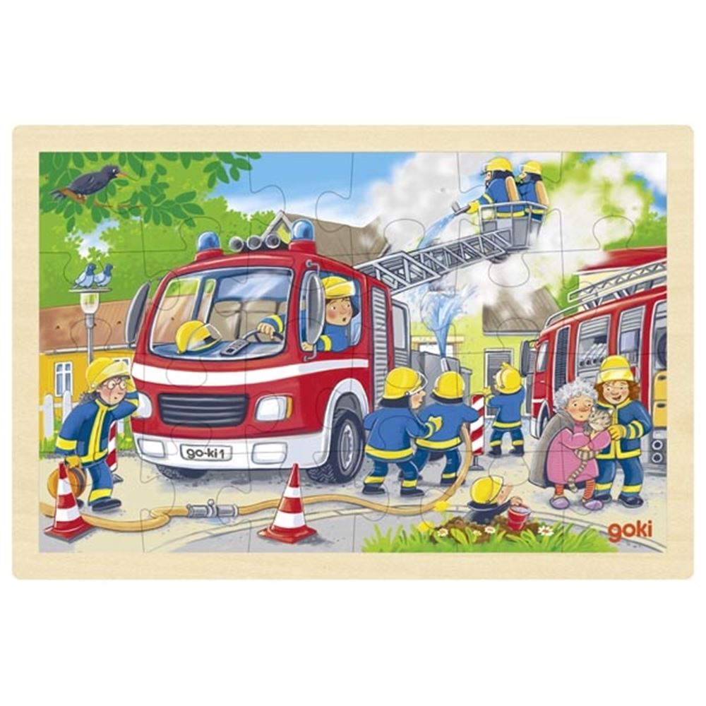 Goki houten legpuzzel brandweer, 24st.
