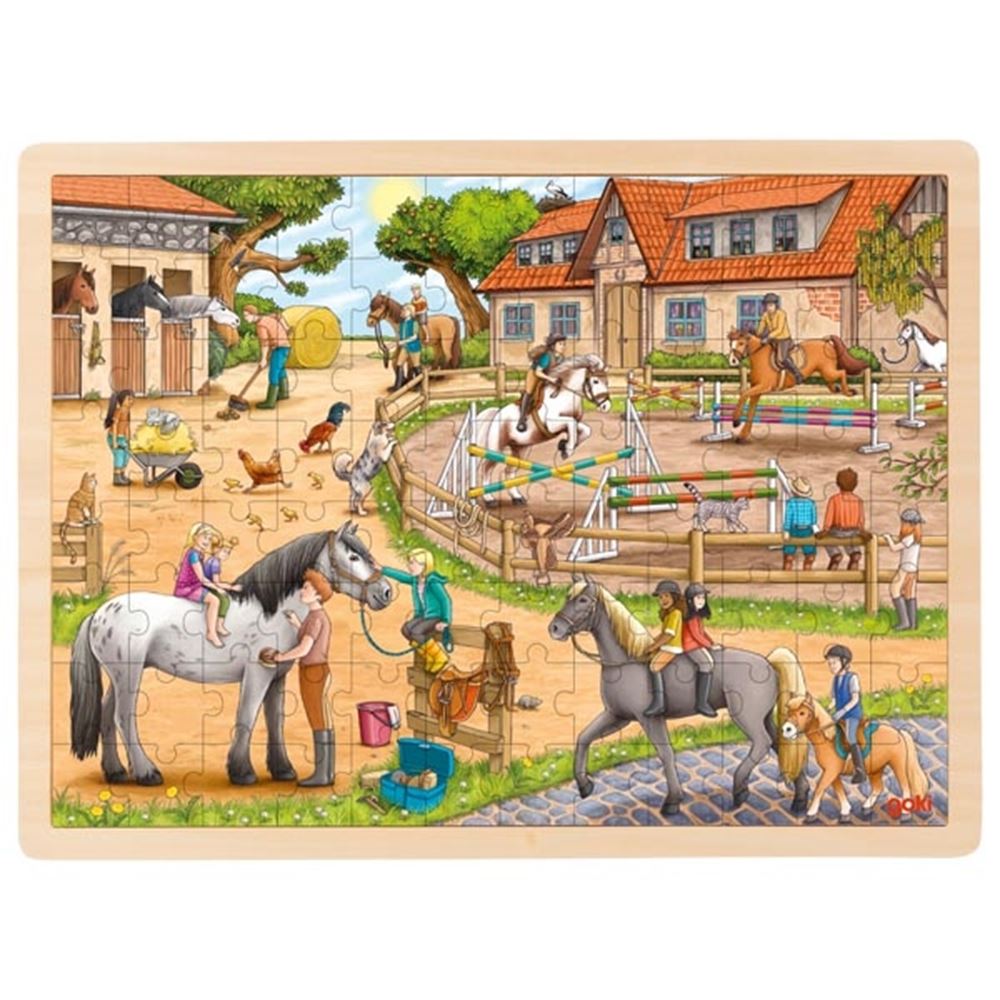Goki Holzpuzzle Reitschule, 96 Teile.