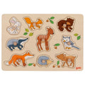 Goki Holz-Steckpuzzle Waldtiere, 9-teilig.