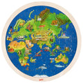 Goki doppelseitiges Holzpuzzle - Globus, 57 Teile.