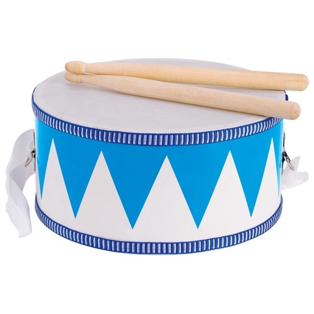 Goki-Holztrommel mit Schlägeln, blau und weiß