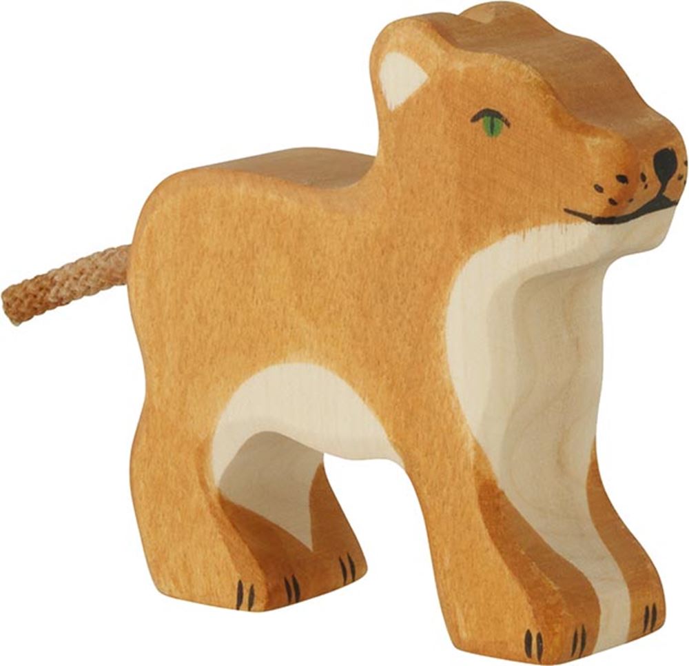 Holztiger kleiner hölzerner Löwe