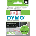 Tapes dymo d1 polyester 12mmx7m rood-wit glanzend