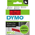 Tapes dymo d1 polyester 12mmx7m zwart-rood glanzend
