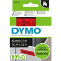 Tapes dymo d1 polyester 12mmx7m zwart-rood glanzend
