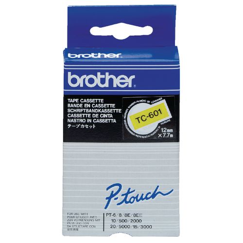 Tape brother tc601 zwart geel 12 mm 7,7m
