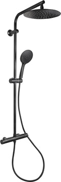 Differnz regendouche thermoline - 25cm stortdouche met handdouche - opbouw - mat zwart