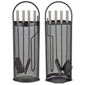 HI 5-teiliges Kaminbesteck-Set 23x14,8x66 cm schwarz