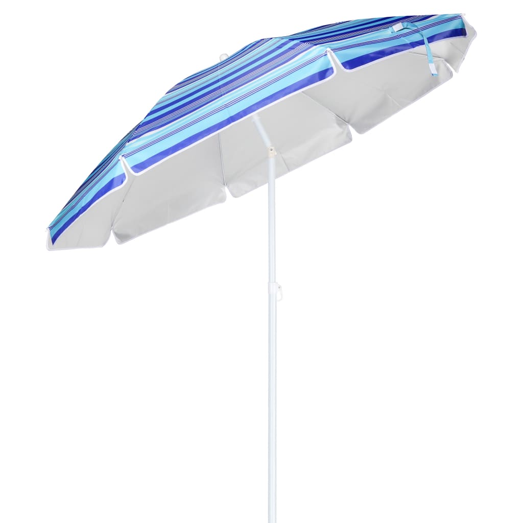 HI Strandsonnenschirm 200 cm, gestreift blau