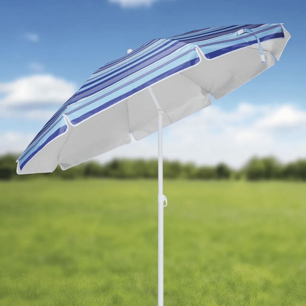 HI Strandsonnenschirm 200 cm, gestreift blau