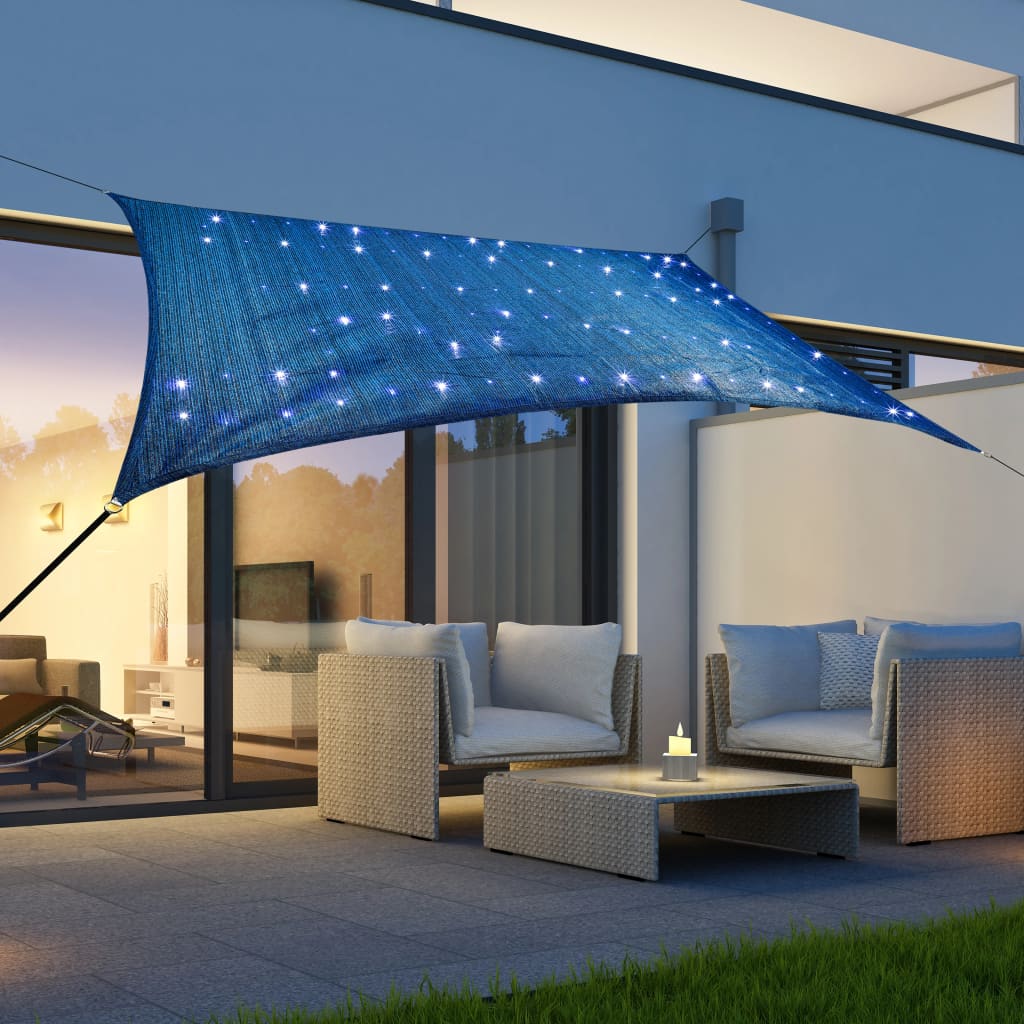 Hallo Sonnensegel mit 100 LEDs, 2x3 m, hellblau