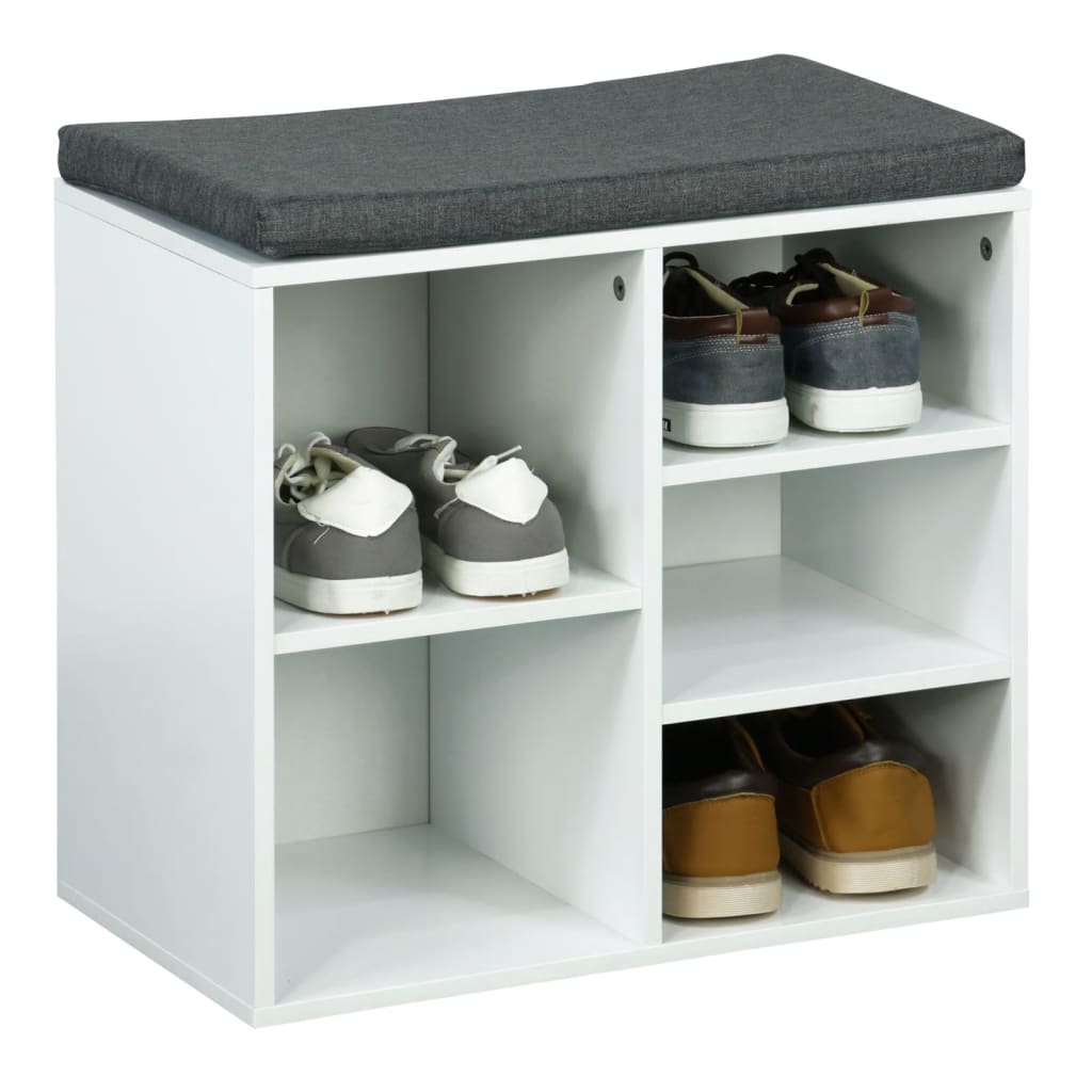 Hi schoenenrek met kussen 51,5x29x48 cm wit