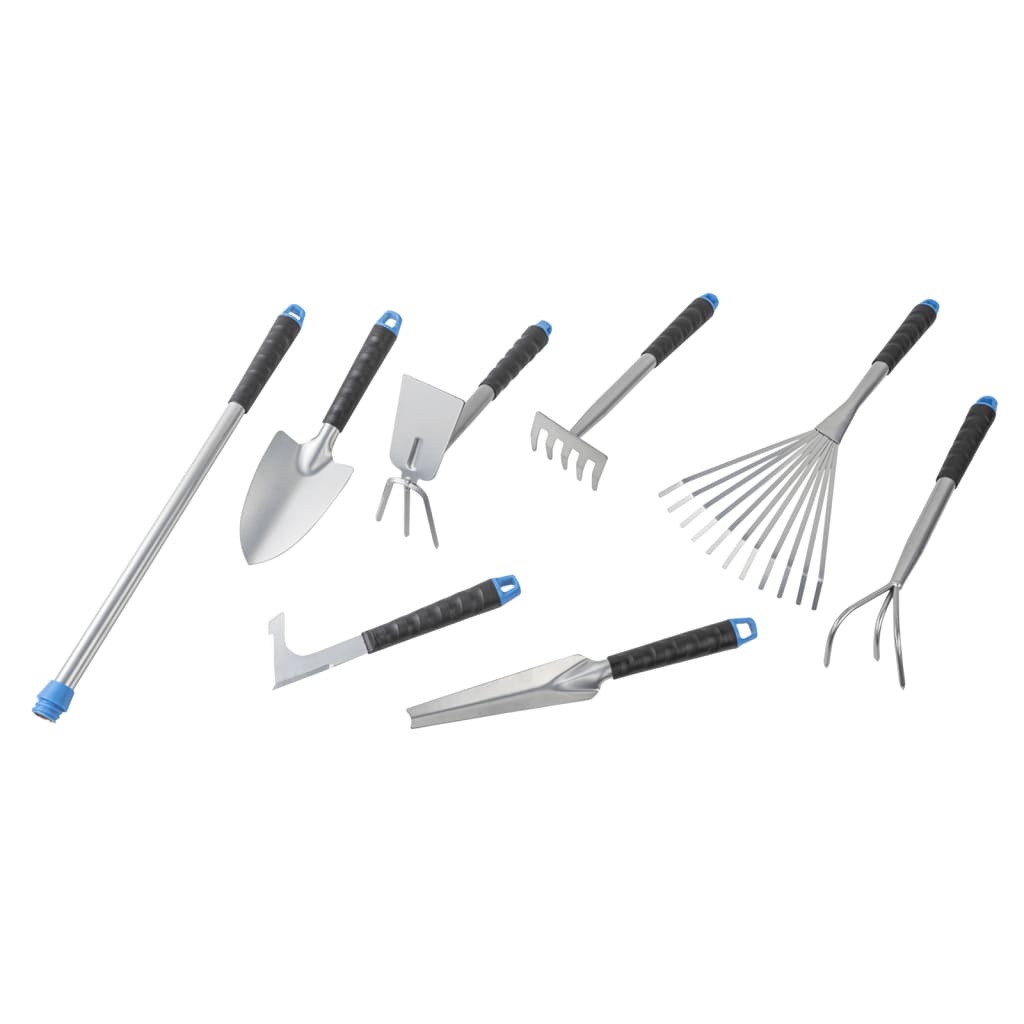 HI 8-teiliges Gartengeräte-Set, Metall, silberfarben