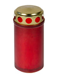 Grafkaars herdenkingslicht rood met gouddeksel 12cm 120 gr
