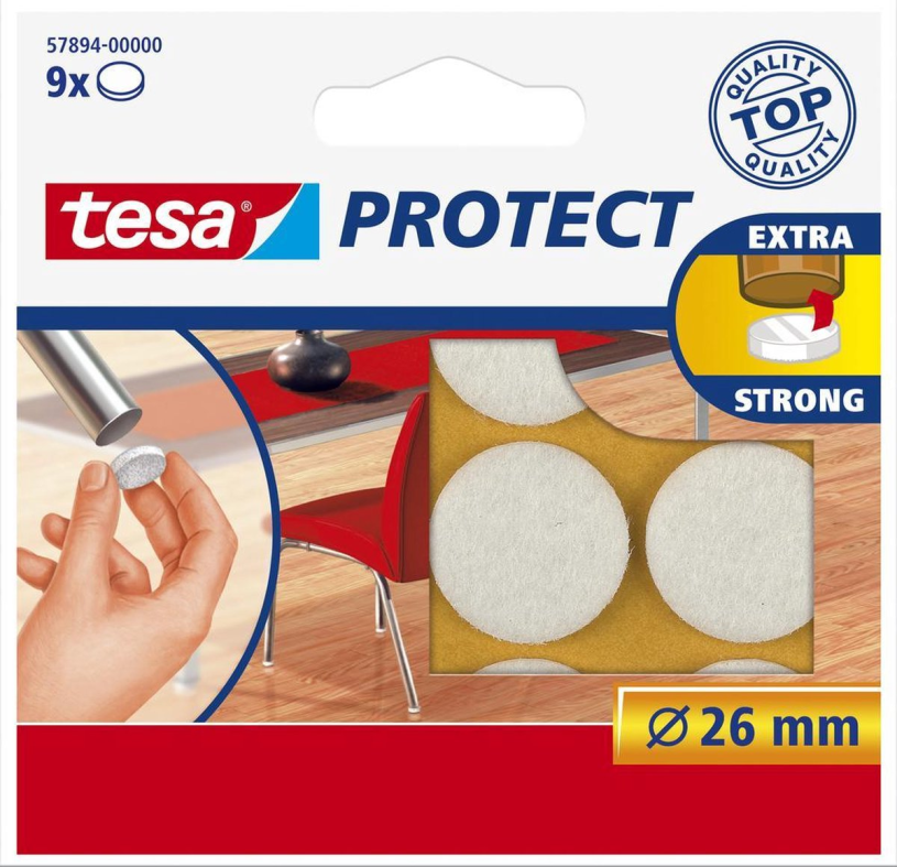 Tesa beschermvilt rond 26mm 9 stuks wit